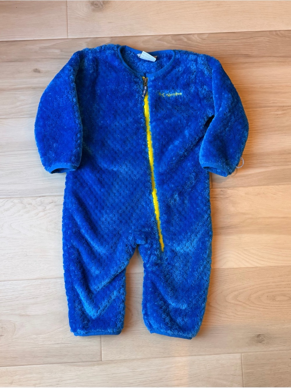 Columbia Baby Blue Plush Fleece Bunting Zipper Romper Size 6-12 Months